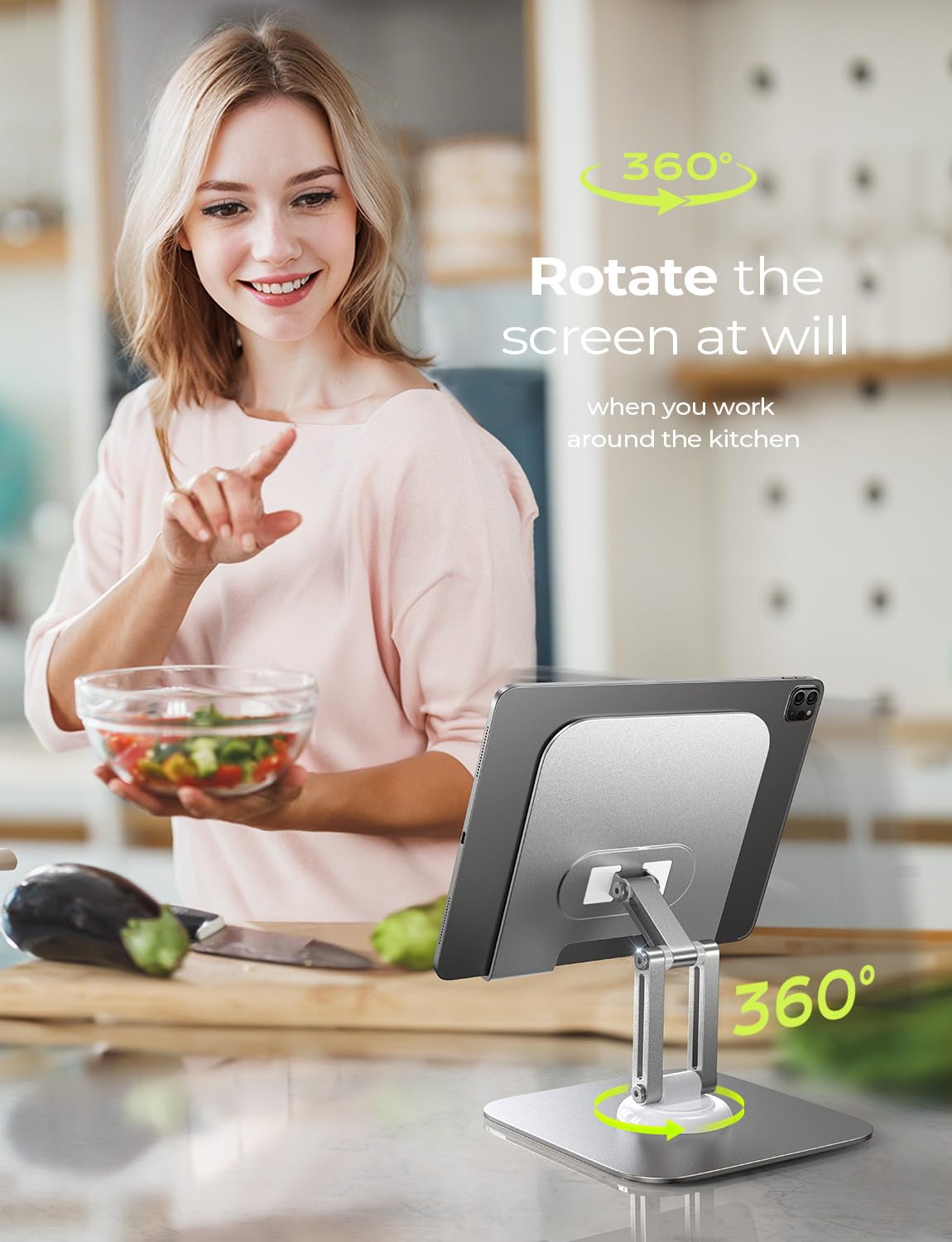 LISEN for iPad Stand for Desk,2025 Adjustable Tablet Stand Holder Metal iPad Holder Switch Mount,Desk Accessories for Women Men ipad Mount Kitchen Fits 4-12.9" Tablet/Monitor/Switch/iPhone/Kindle