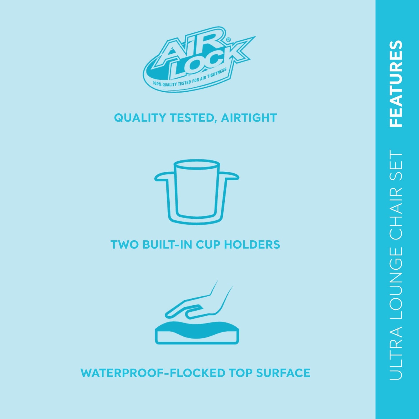 Intex 68564EP Ultra Lounge Inflatable Chair: Built-in Cupholder – Ottoman Foot Rest – 2-in-1 Valve – Flocked Construction – 220lb Weight Capacity