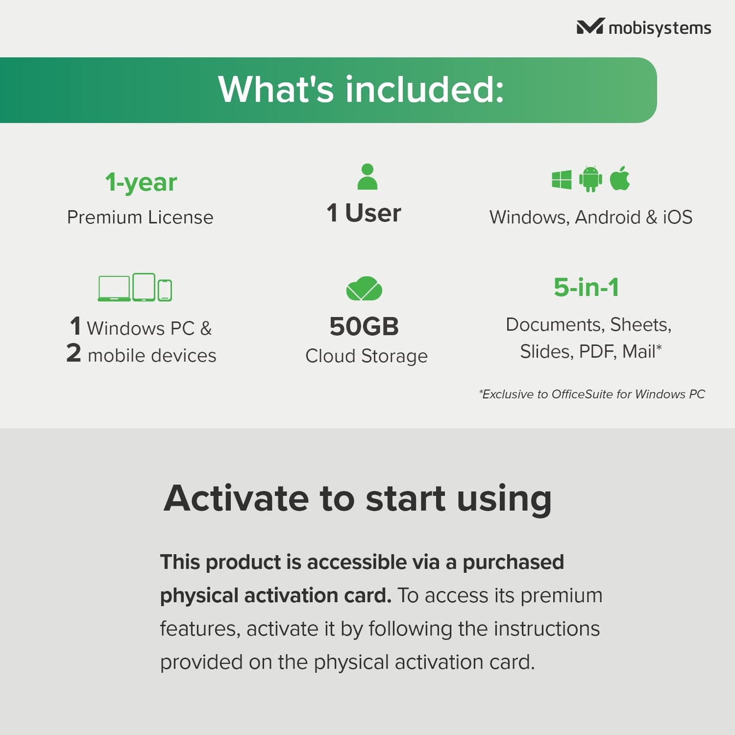 OfficeSuite Personal Compatible with Microsoft® Office Word® Excel® & PowerPoint® and Adobe® PDF - 1 Year License for 1 Windows & 2 Mobile Devices