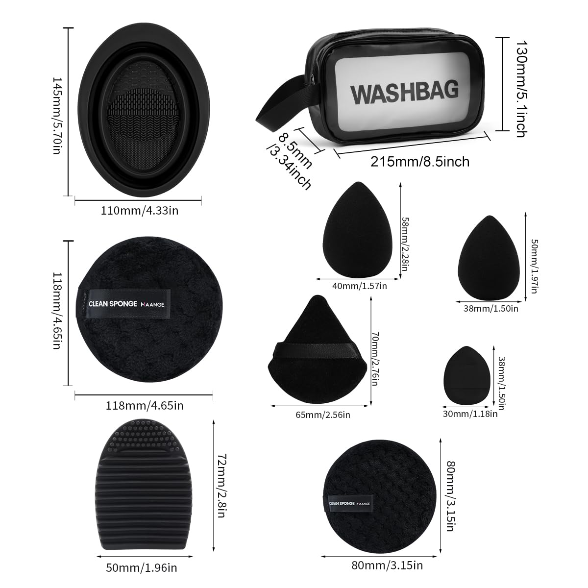 MAANGE Makeup Brushes 49 Pcs Makeup Kit, Multi-functional Makeup Tool Set with Makeup Brush Foundation Brush Make up Brushes Set (Black, 49 Piece Set)