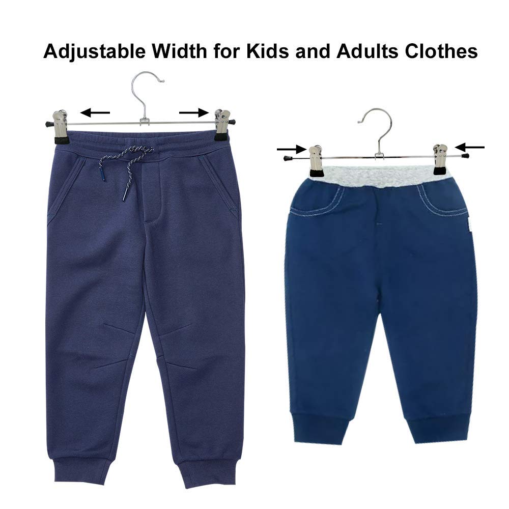 NORTHERN BROTHERS Pants Hangers with Clips Heavy Duty 20 Pack, Adjustable Metal Pants Hanger, Skirt Hangers with Clips Space Saving Hangers for Jeans