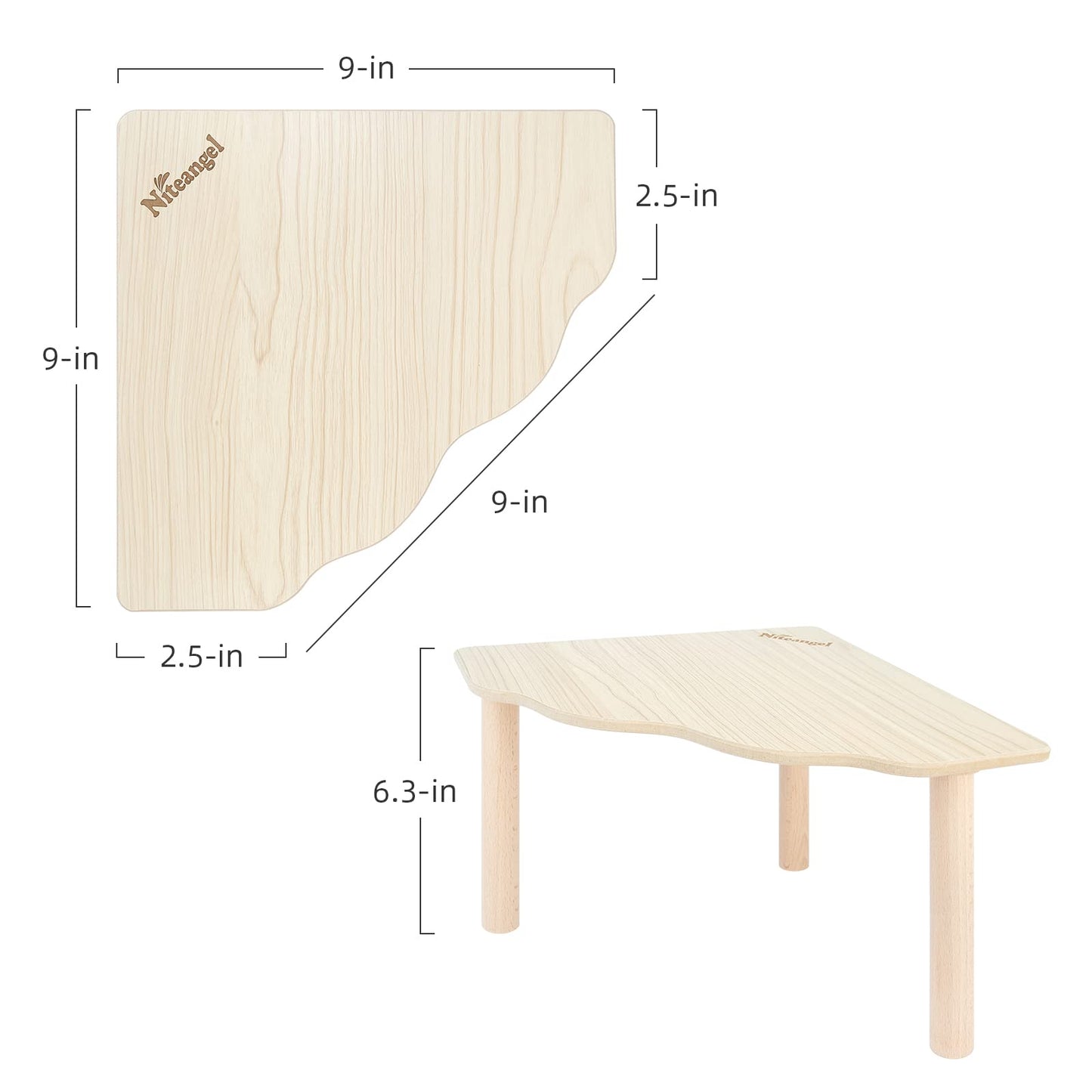 Niteangel Hamster Play Wooden Platform for Dwarf Syrian Hamsters Gerbils Mice Degus or Other Small Pets (Triangle - 5.9'' Height, Burlywood)