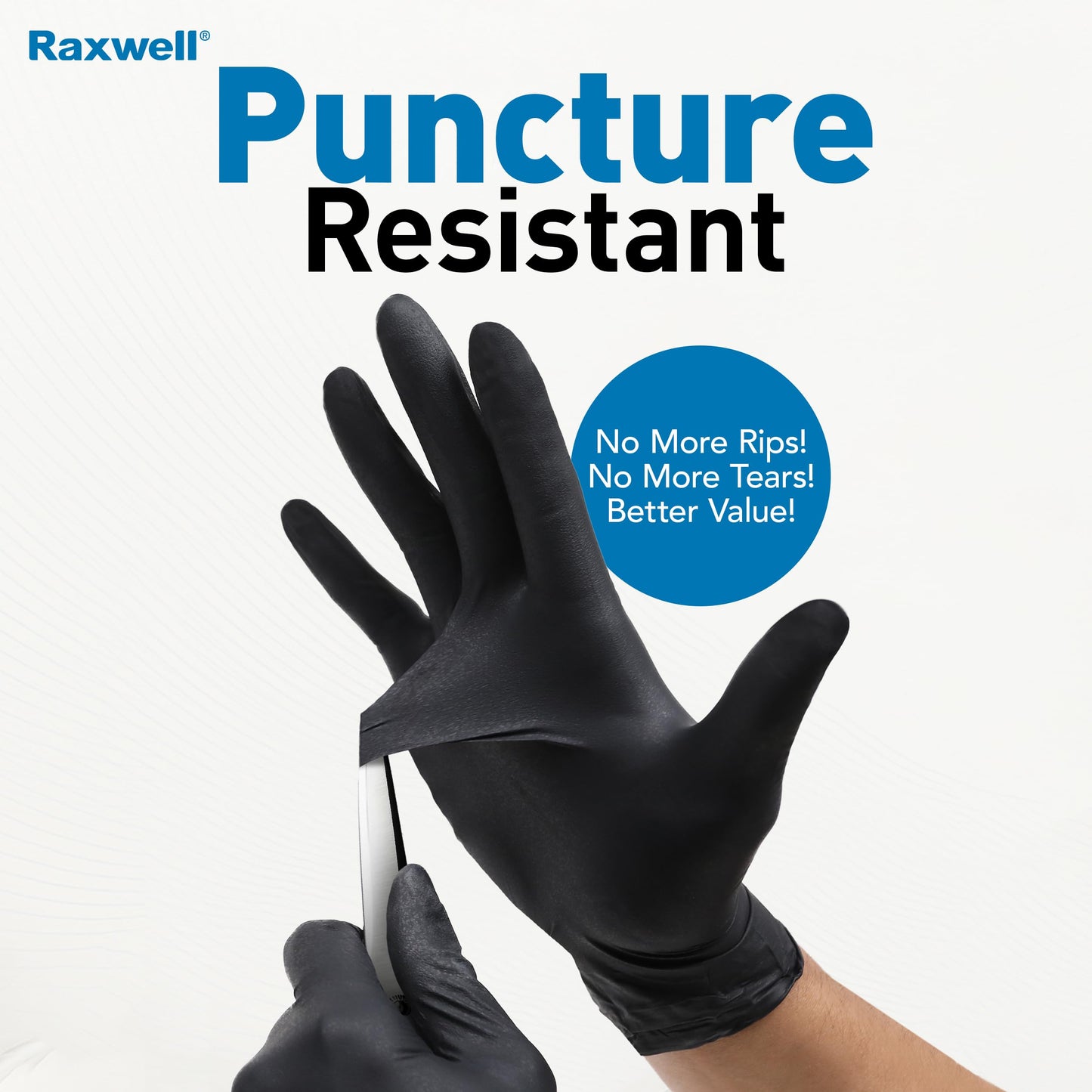 Raxwell Heavy Duty Disposable Gloves Latex Free | 6.5 Mil Black Nitrile Gloves Large | 100 Count Powder Free & Chemical Resistant | Food Grade, Food Safe | For Janitors, Kitchens, Mechanics & More
