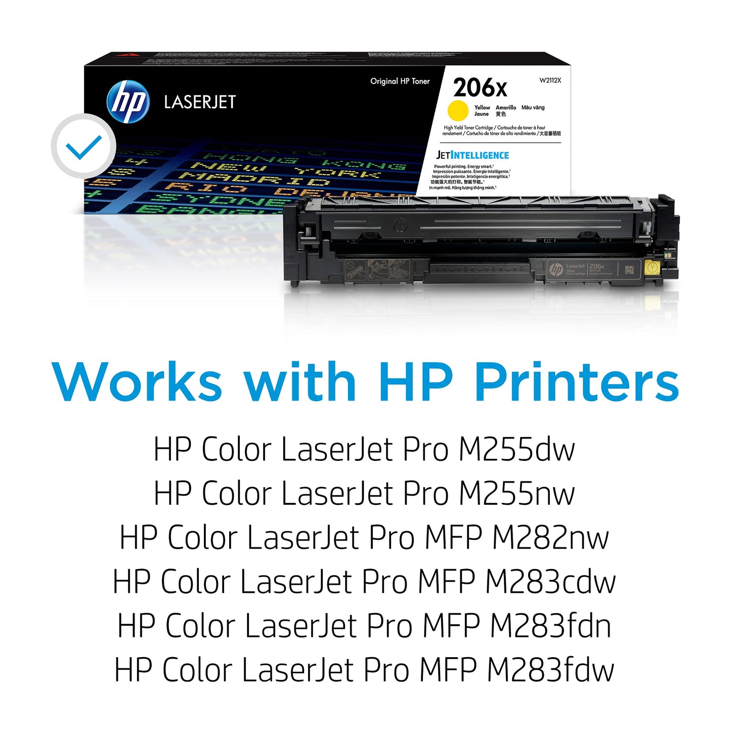 HP 206X Yellow High-yield Toner Cartridge | Works with HP Color LaserJet Pro M255, HP Color LaserJet Pro MFP M282, M283 Series | W2112X