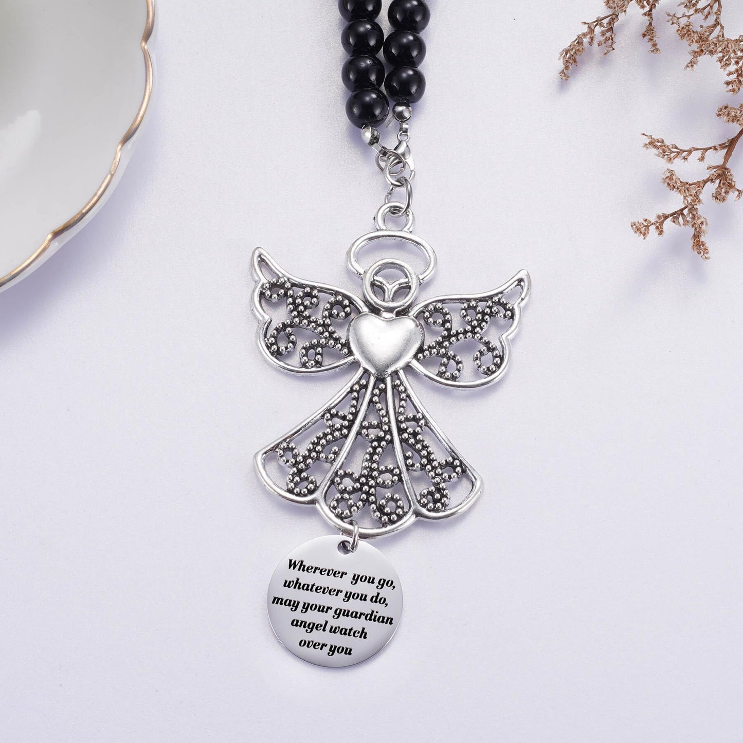 Angel Car Charm, Wherever You Go Whatever You Do May Your Guardian Angel Watch Over You, Rear View Mirror Car Charm, Car Mirror Hanger, New Driver Guardian Angel Gift for Grads