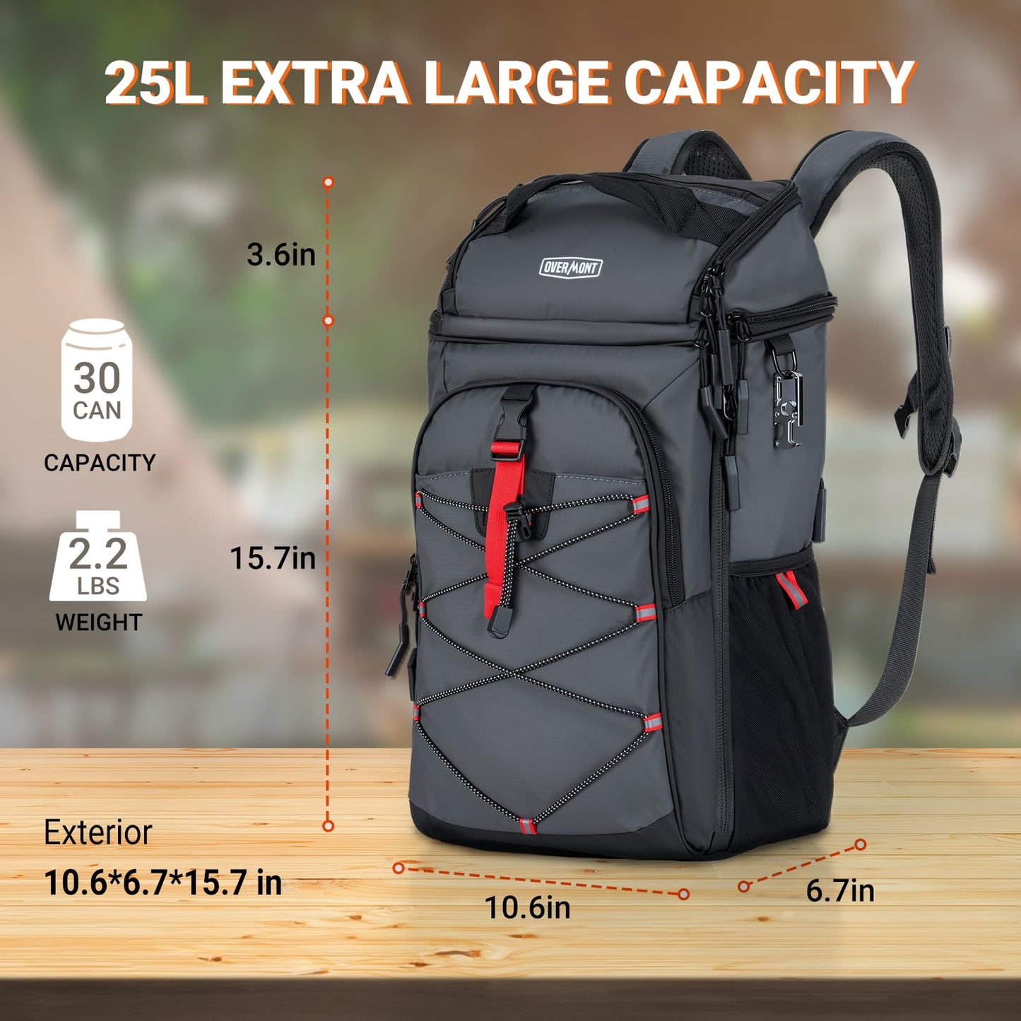 Overmont Insulated Leakproof Backpack Cooler - 30 Cans Soft Lunch Cooler Bag for Men Women - Portable Waterproof Camping Coolers for Outdoor Travel Beach Picnic Hiking