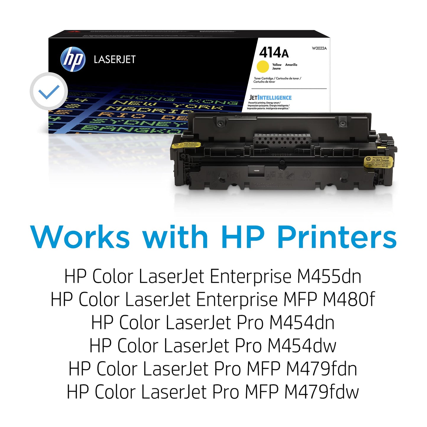 HP 414A Yellow Toner Cartridge | Works with HP Color LaserJet Enterprise M455dn, MFP M480f; HP Color LaserJet Pro M454 Series, MFP M479 Series | W2022A