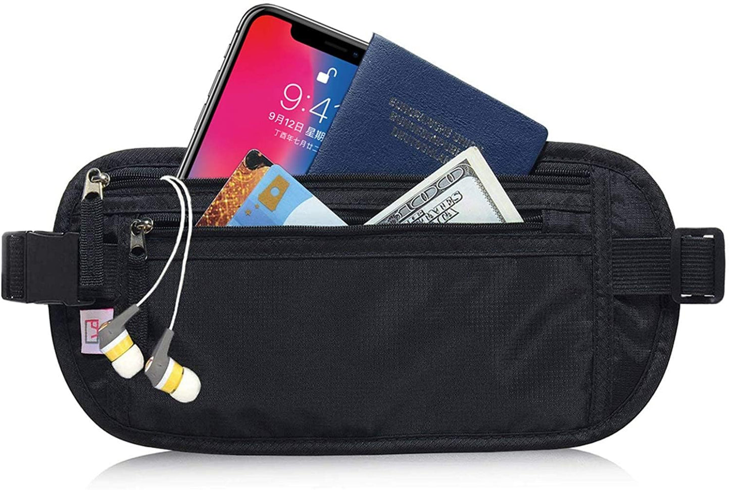 Passport Holder - Money Belt Secure Hidden Travel Wallet Undercover Fanny Pack with RFID Blocking