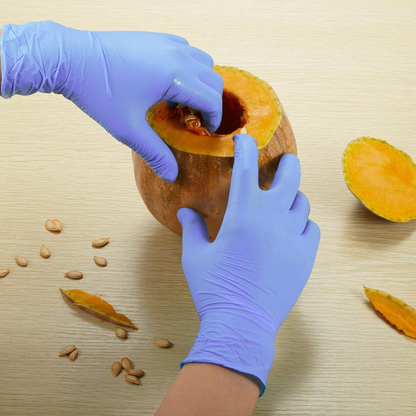 Kids Disposable Nitrile Gloves for 7-14 Years - Latex Free, Food Grade, Powder Free - for Halloween Preparation, Crafting, Painting, Gardening, Cooking, Cleaning - 100 PCS Purple