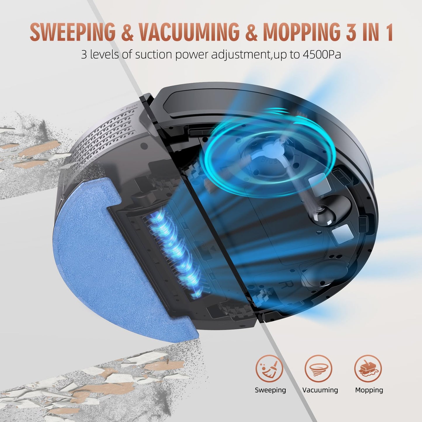 Loorow 3-in-1 Robot Vacuum and Mop Combo, Self Emptying Station for 60 Days, Robotic Vacuum Cleaner with LiDAR Navigation & Max Strong 4500Pa Suction, WiFi/App/Alexa Self-Charging Replaceable Dust Bag