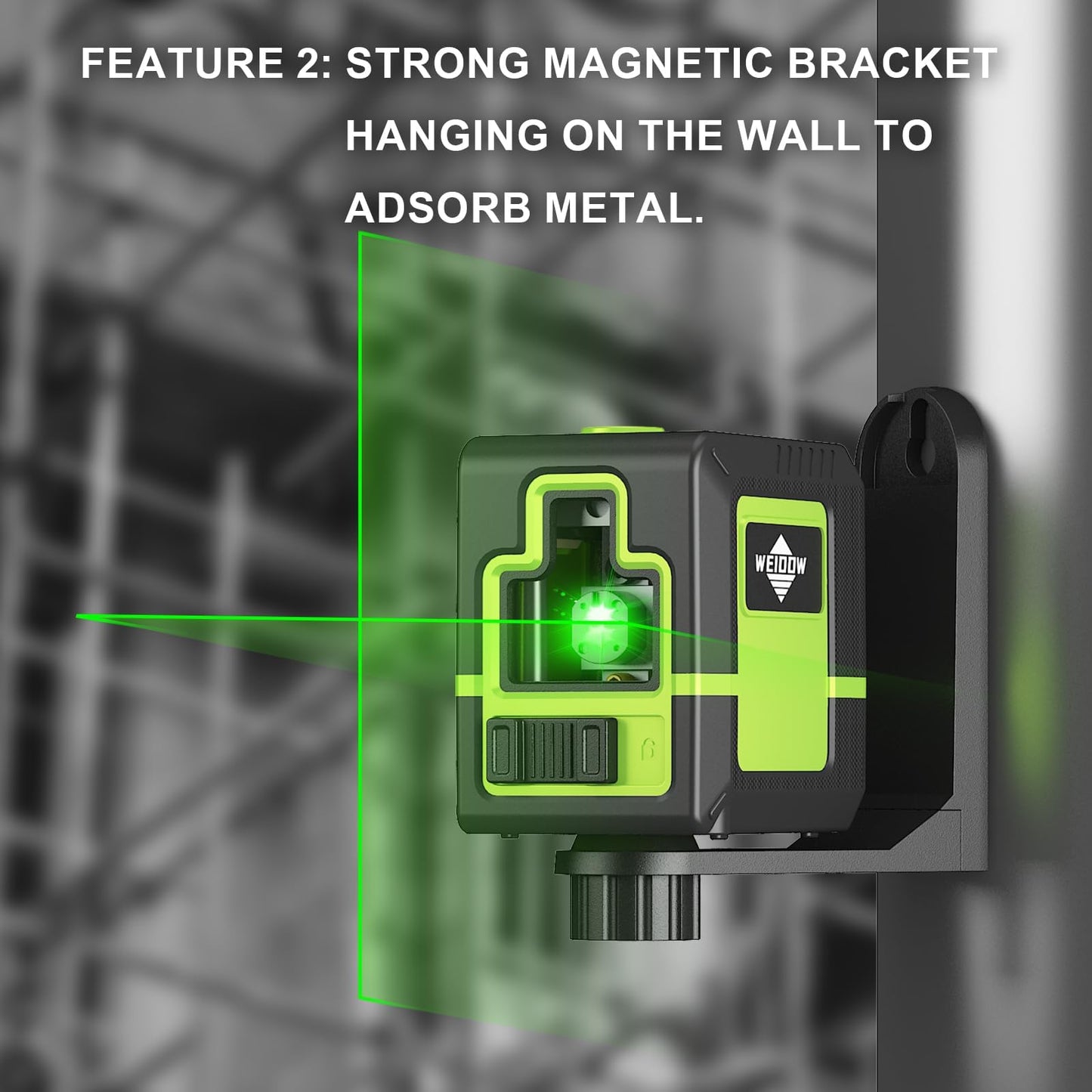 Laser-Level-with-Tripod, 1200mah lithium battery, can be standby for 10 hours, can be recharged,Green Cross Line Laser with Tripod Self-Leveling, Lazer Leveler Tool for Picture Hanging