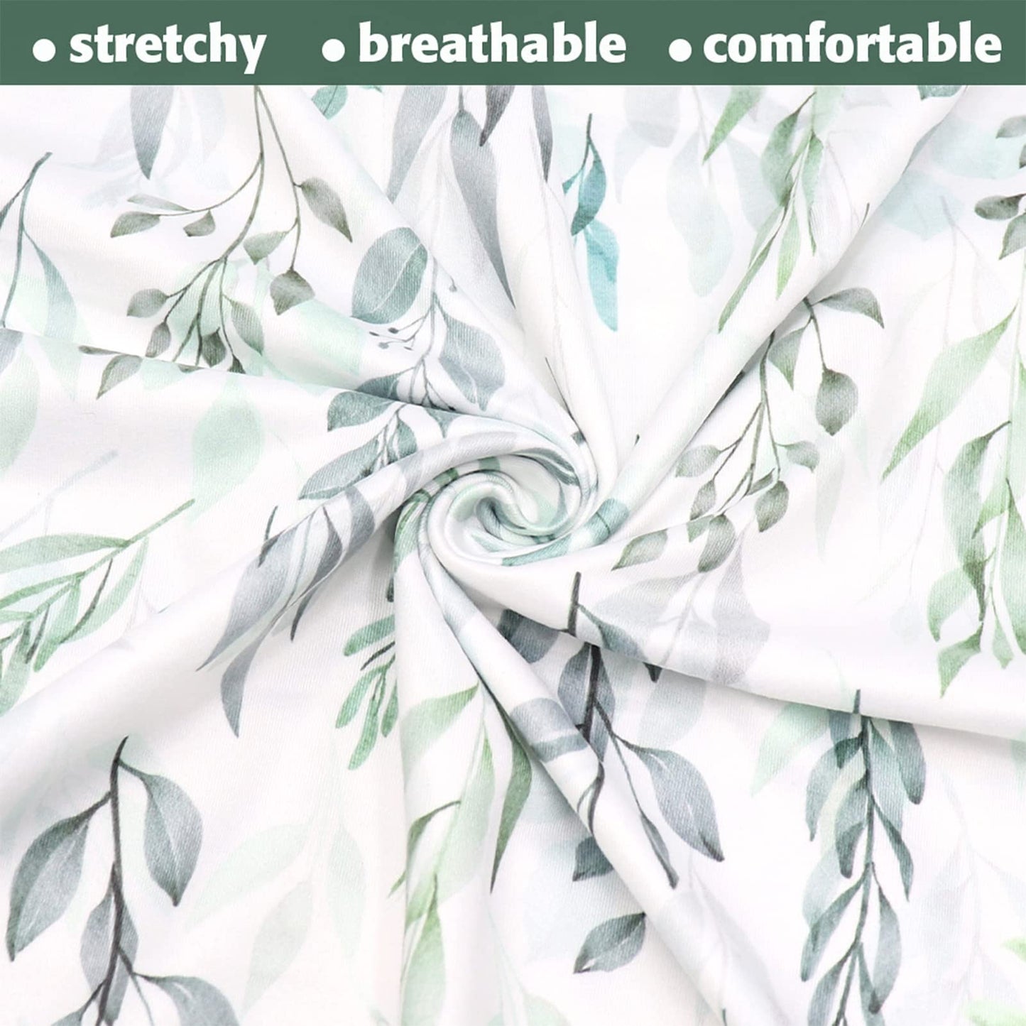 Nursing Pillow Cover Stretchy Removable Cover for Breastfeeding Pillows, Ultra Soft Comfortable Slipcover for Baby Girl and Boy, Green Leaf