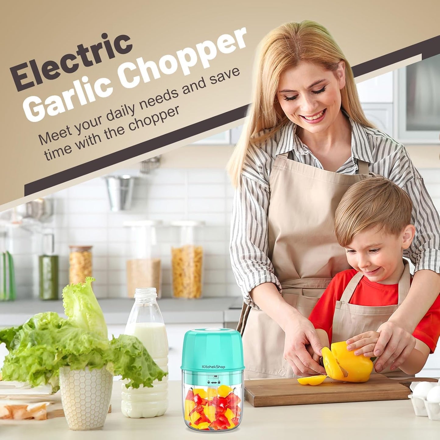 Rechargeable Portable and Cordless Mini Food Processor 300ML with Stainless Steel Blade, Electric Garlic Chopper Vegetable Chopper Blender for Nuts Chili Onion Minced Meat and Spices BPA-Free(Green)