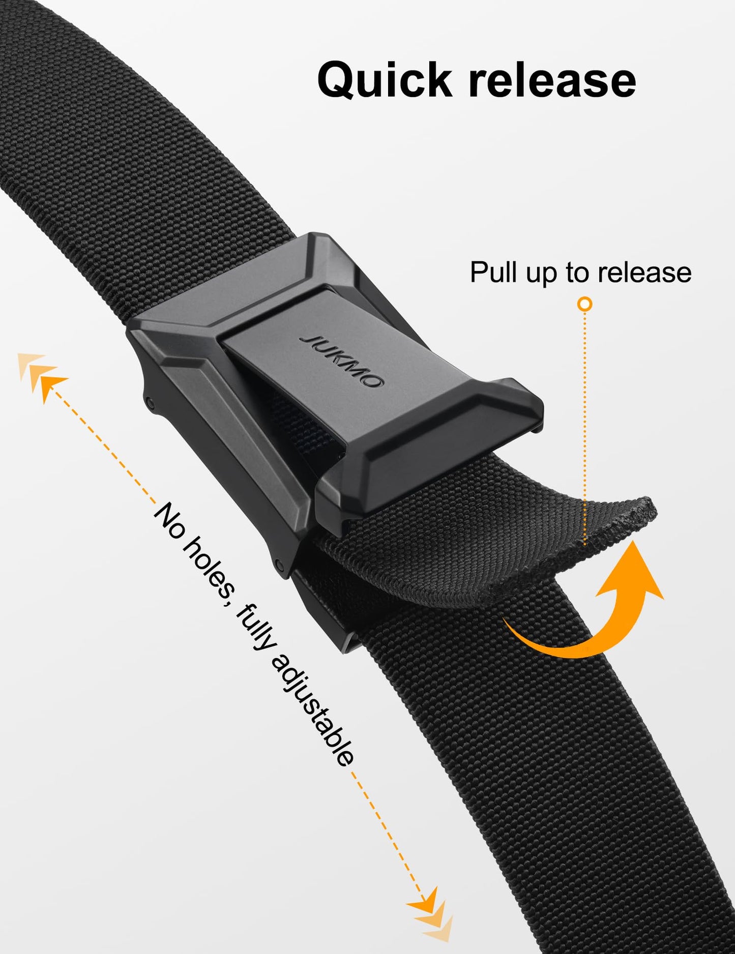 JUKMO Stretch Tactical Belt for Men, Military Work Rigger Hiking 1.5" Elastic Nylon Web Ratchet Quick Release Belt in Gift Box (Black, Medium)