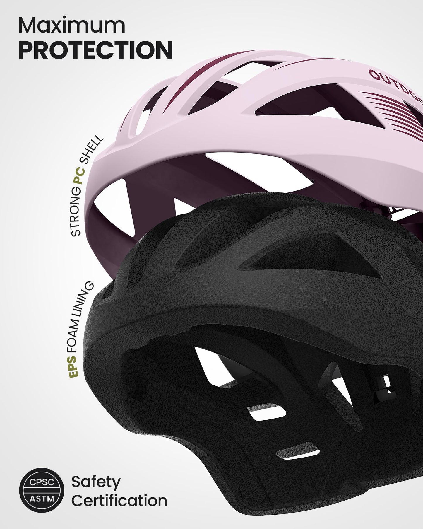 OutdoorMaster Helmets for Adults - Mountain & Road Bike Helmet with Rechargeable Safety Light, Detachable Goggles and Sun Visor - Easy to Adjust, Breathable, Lightweight - Large