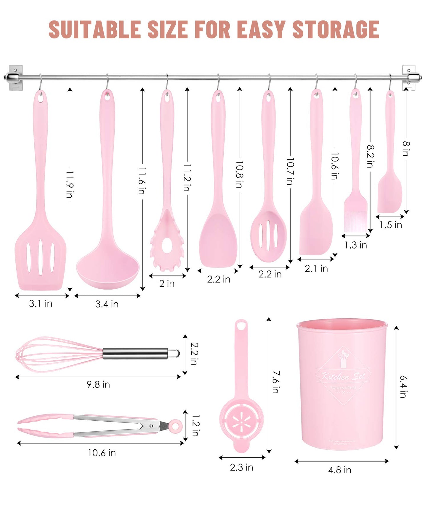 Kitchen Utensils Set-12 Pieces Silicone Cooking Utensils Set (Dishwasher Safe) 392°F Heat Resistant Spatula Set, Nonstick Cookware