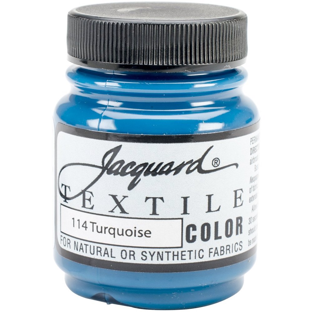 Jacquard Textile Paint 2.25 Oz Turquoise for Clothes, Furniture Upholstery, Shoes or Tote Bags – Indoor & Outdoor