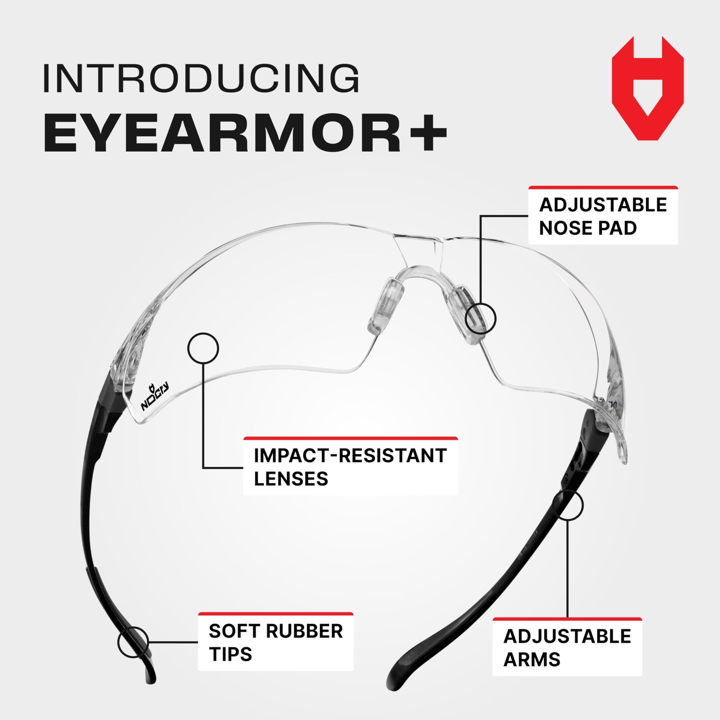 NoCry Clear Shooting Glasses for Men with Anti-Fog and Scratch Resistant Wraparound Lenses — ANSI Z87 Protective Eyewear with Adjustable Temples & Nose Pad — 100% UV Eye Protection