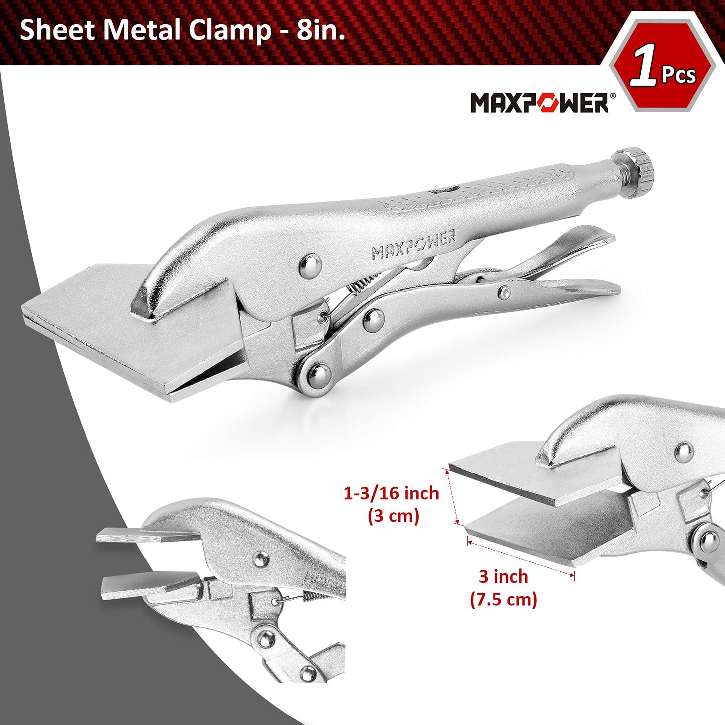 MAXPOWER 15-pc Locking Pliers Set with C-clamps, Long Nose, Pinch Off, Sheet Metal Clamp, U Shaped Pliers and Tool Bag