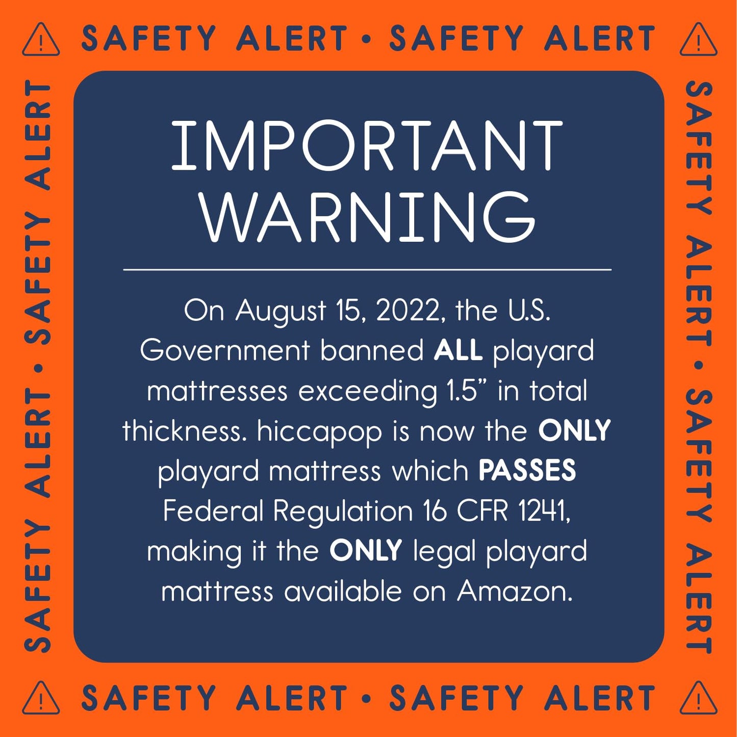 hiccapop Playpen Mattress Pad - 1.0" Thick Playard Mattress Topper for Pack and Play with Washable Cover and Carry Bag