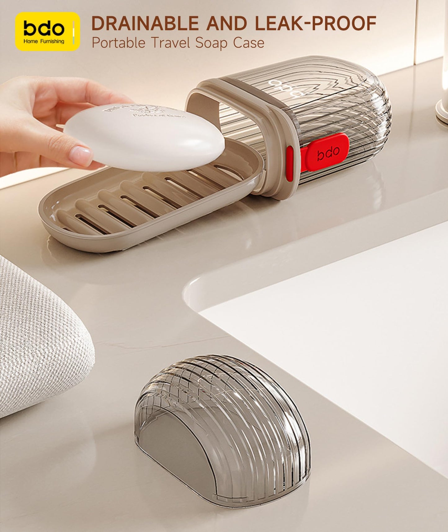 PEISAINOX Travel Soap Case, Leakproof Soap Container with Lid, Portable Bar Soap Holder for Traveling, Soap Dish for Bathroom, Shower, Gym, School, Camping, Vacation, Outdoor-Transparent-Black