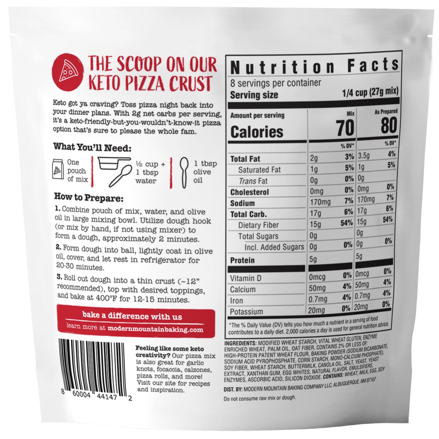 Keto Pizza Crust - Low Carb and Keto Friendly - Only 2g Net Carbs - Incredible Taste and Texture - Zero Sugar - Just Add Water and Oil - Keto Has Never Been So Easy - Keto Food - No Almond Flour - Non-GMO Sourced (7.6oz Mix) (1-Pack)