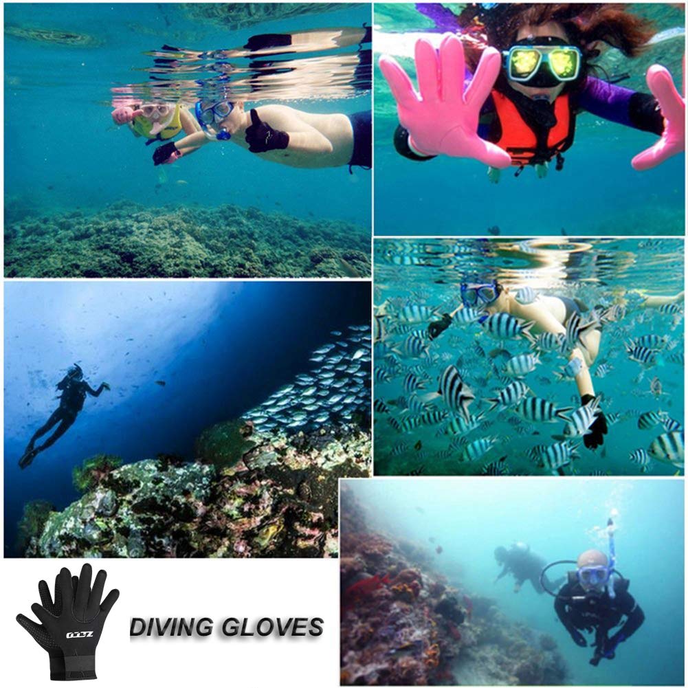 Neoprene Gloves Scuba Diving Gloves Wetsuit Dive Gloves for Men Women Kids, 3MM 5MM Flexible Anti Slip Thermal Five Finger Surfing Glove for Spearfishing Paddling Kayaking Swimming (3mm Black, S)