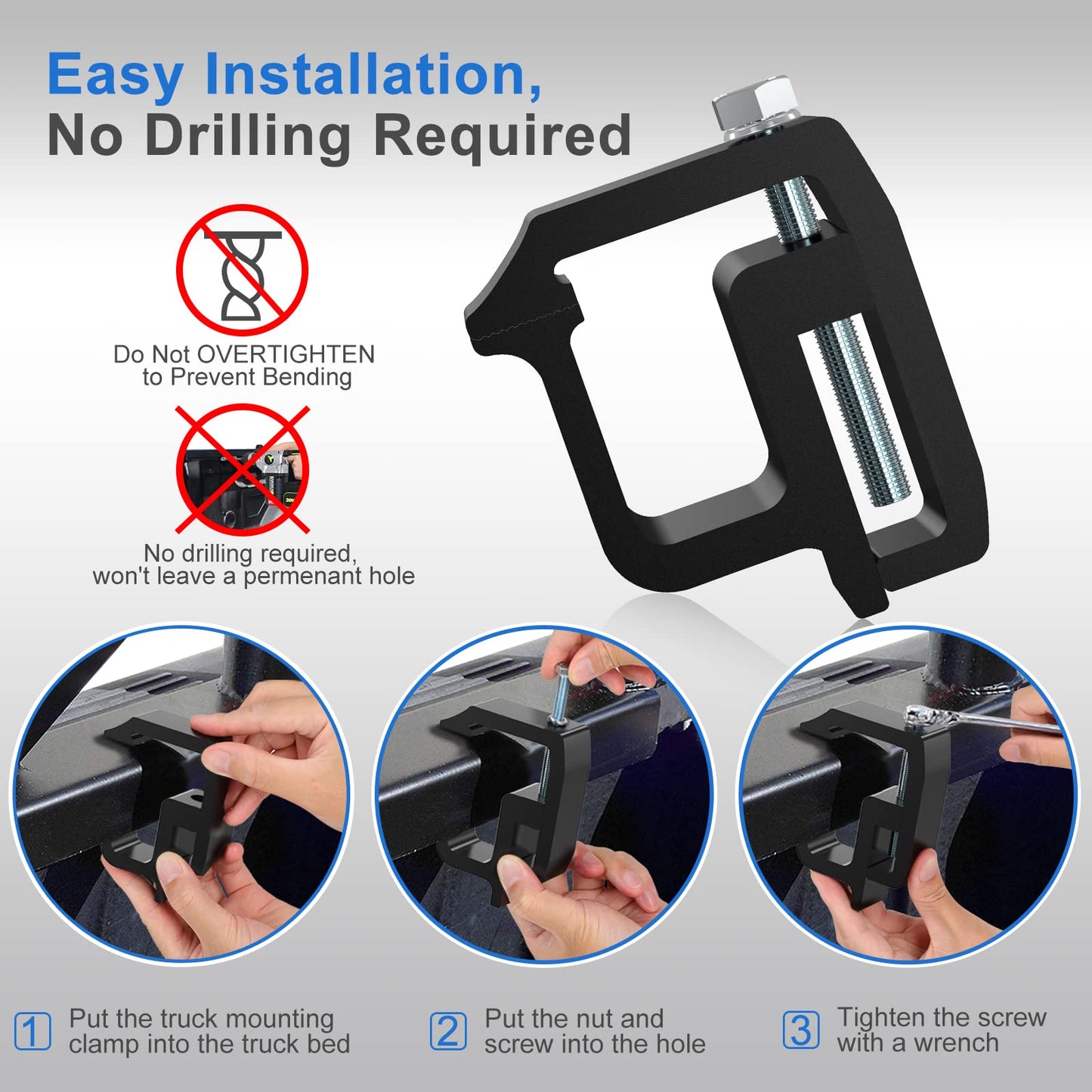 moveland 8 PCS Camper Shell Clamps - Heavy Duty Truck Topper Clamps - No Drilling Required Truck Cap Clamps for Chevy Silverado Sierra/Dodge Dakota Ram 1500 2500 3500, F150 F250, Titan, Tundra