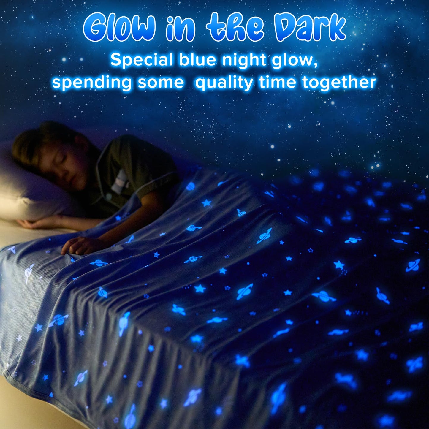 LUXEAR Cooling Blanket, Glow in the Dark Blanket Star Cosmic Cool Blanket for Boys Girls Gift Cooling Throw Blanket Keep Child/Adults Cool All Night Soft Breathable Summer Blanket for Bed Sofa 59x79in