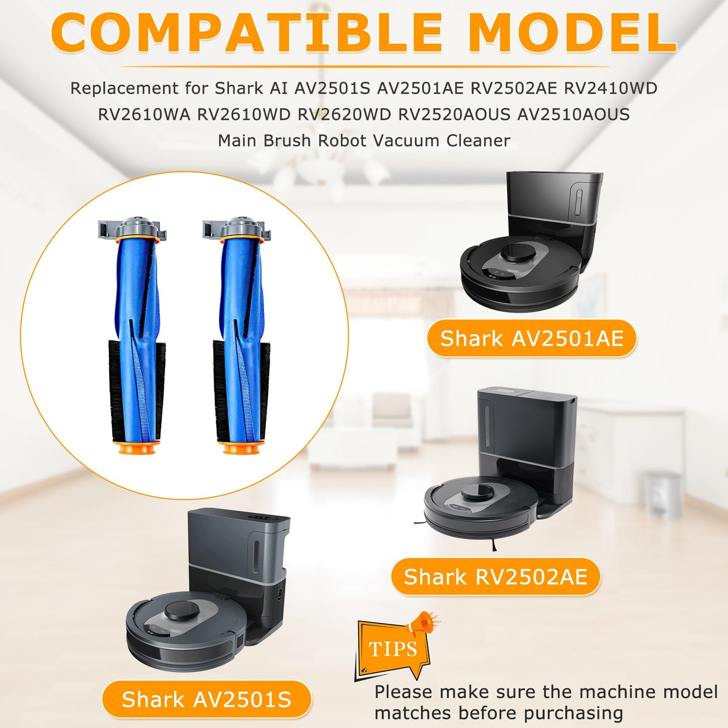 Main Roller Brush Replacement for Shark Matrix RV2300 & Shark AI RV2300S RV2310 RV2310AE AV2310 AV2310AE RV2320S UR2350AE AV2501S AV2501AE RV2502AE Main Brush Robot Vacuum Accessories Parts LUXRILIX