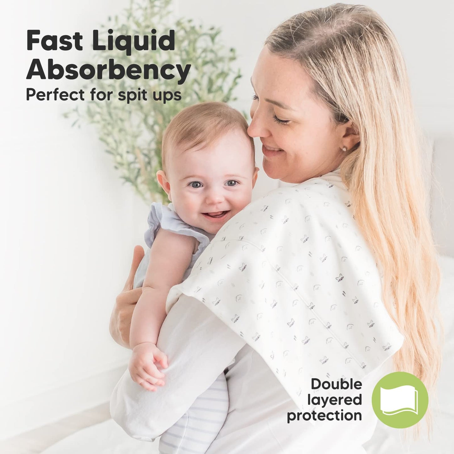 Organic Burp Cloths Baby Boy, Girl - 6-Pack Large Cotton Burping Cloths for Babies, Spit Up Rags, Super Absorbent, Ultra Soft Newborn Rag, Gender Neutral, Machine Washable, Durable (Neutrals)