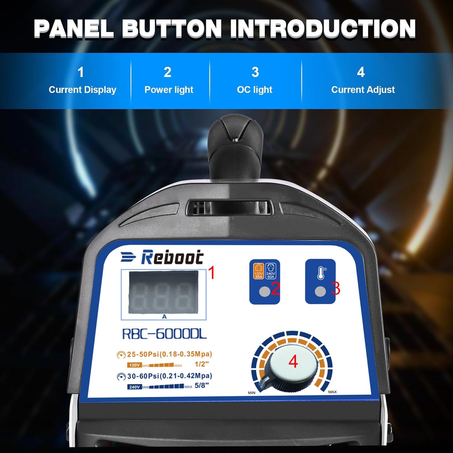 Reboot RBC6000DL Plasma Cutter, 60 Amp Non-Touch Pilot Arc Plasma Cutter Machine, 5/8 inch Clean Cut 4/5 inch Severance Cut, Dual Voltage 110/120V or 220/240V with Consumable Set Digital Display