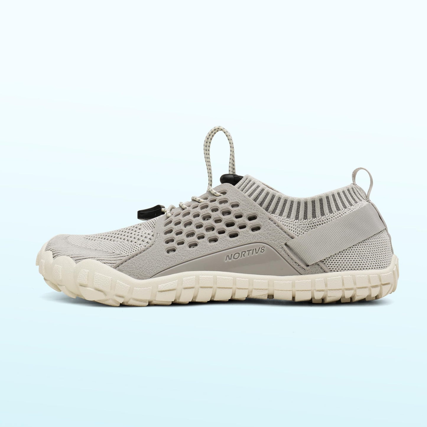 NORTIV 8 Womens Barefoot Water Sports Shoes - Outdoor Athletic Pool Swim Hiking Aqua Shoes, Beige/Light/Grey - 8 (Treklady-2)