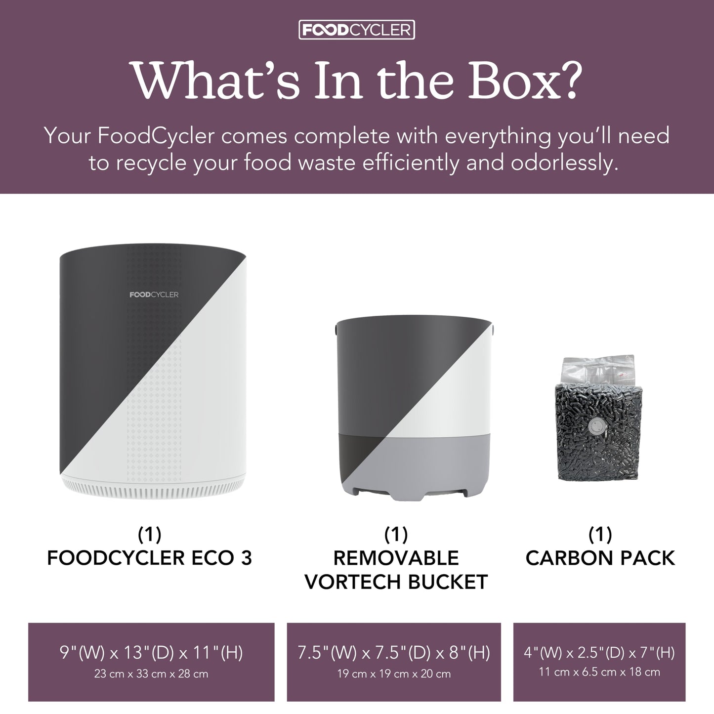 Food Cycler Eco 3 Compact Kitchen Food Recycler | Indoor Composter Bin Alternative | Electric Countertop Food Waste Disposer with Odorless 3.5L Indoor Food Waste Bin for Easy Waste Management | Grey