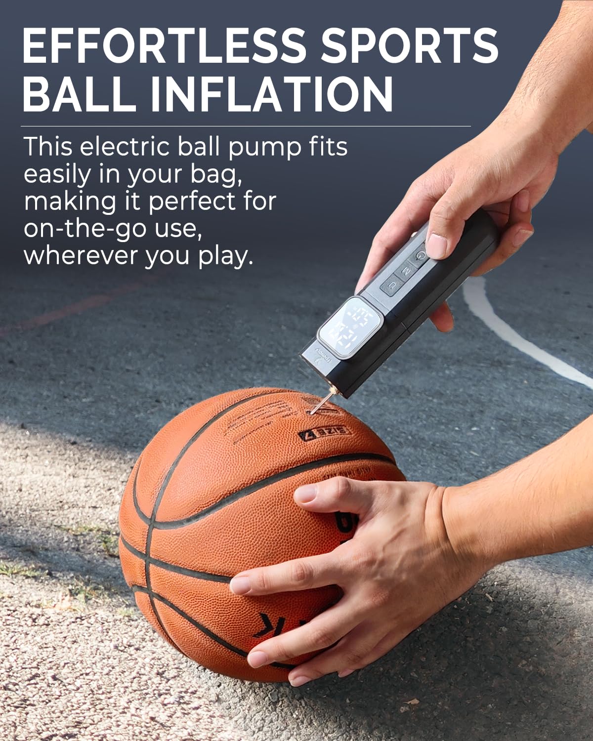 ETENWOLF P200 Electric Ball Pump 2000mAh Sports Air Pump with Digital Pressure Gauge for Basketball Soccer Volleyball (Black)