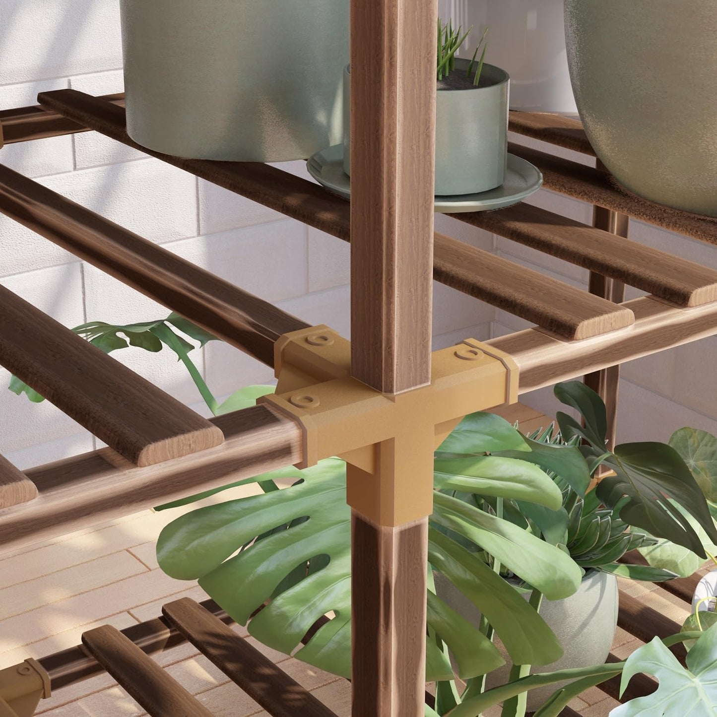 New England 4-Tier Wooden Plant Stand for Indoor/Outdoor Use, Perfect for Living Room, Patio, or Balcony - Supports Multiple Plants, Ideal Gift for Plant Lovers