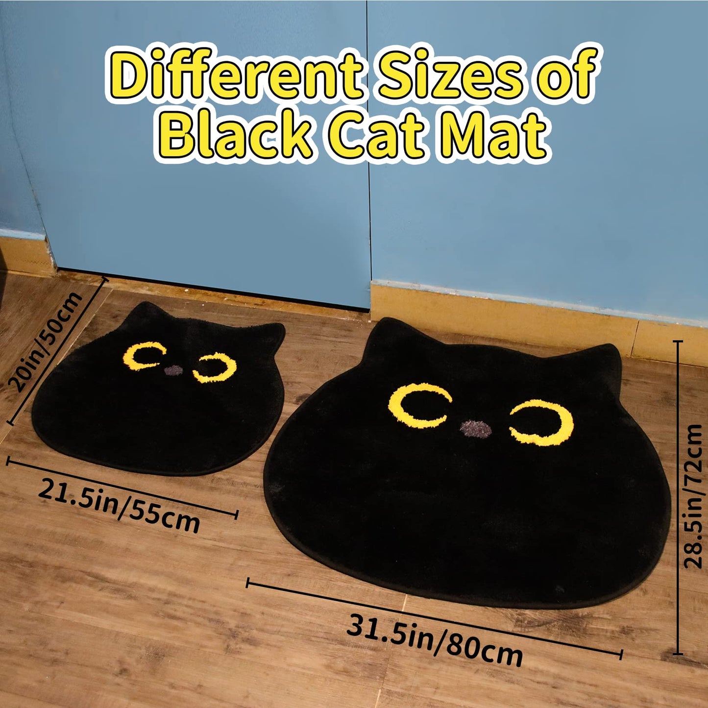 NIGOWAYS Bathroom Rug - Bathroom Mat,Black Cat Rug,Soft Cat Bath Mat,Non Slip Bath Mats for Bathroom Kitchen Bedroom,Home Decorations Gifts(20 * 22inch)