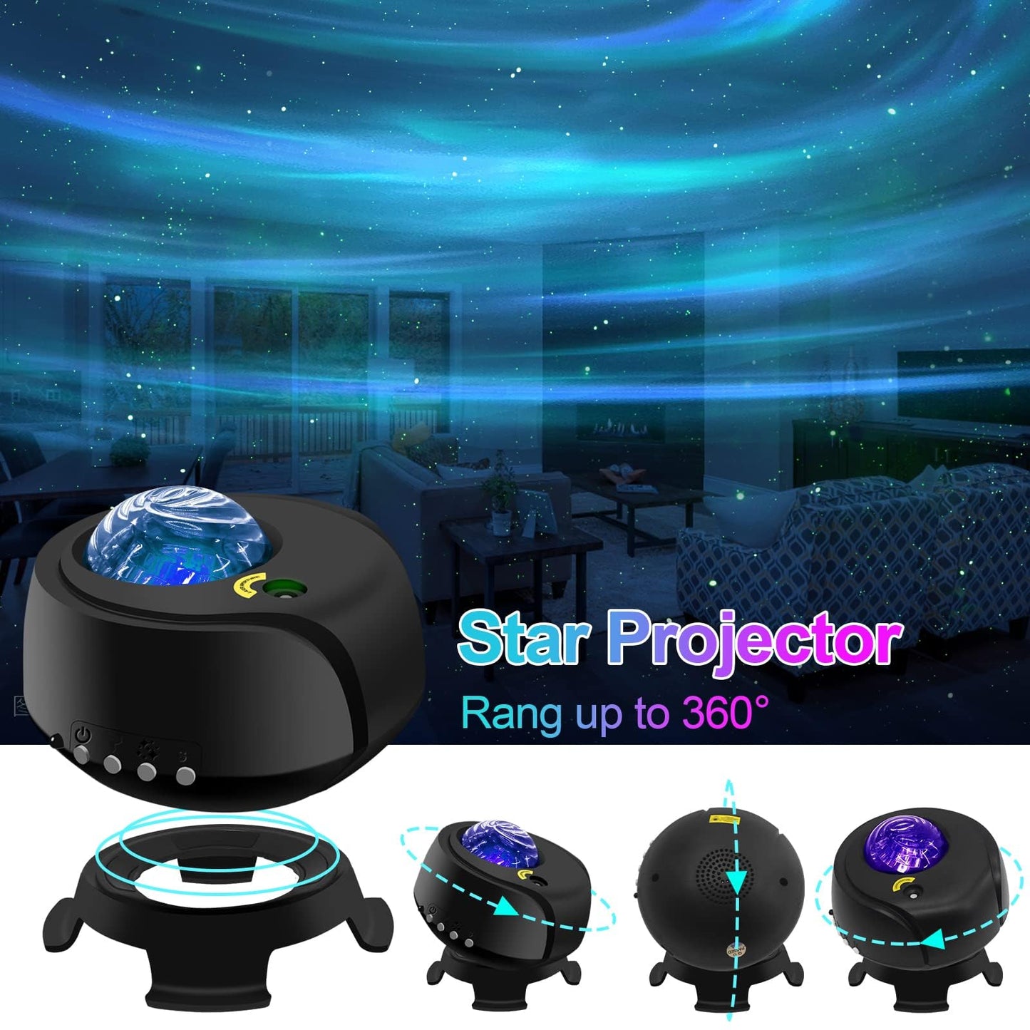 Larger Coverage Area Galaxy Projector,with Changing Galaxy Shapes Star Projector,Night Light with Bluetooth Speaker,White Noise,Gifts for Kids,Adults,Christmas,Birthday