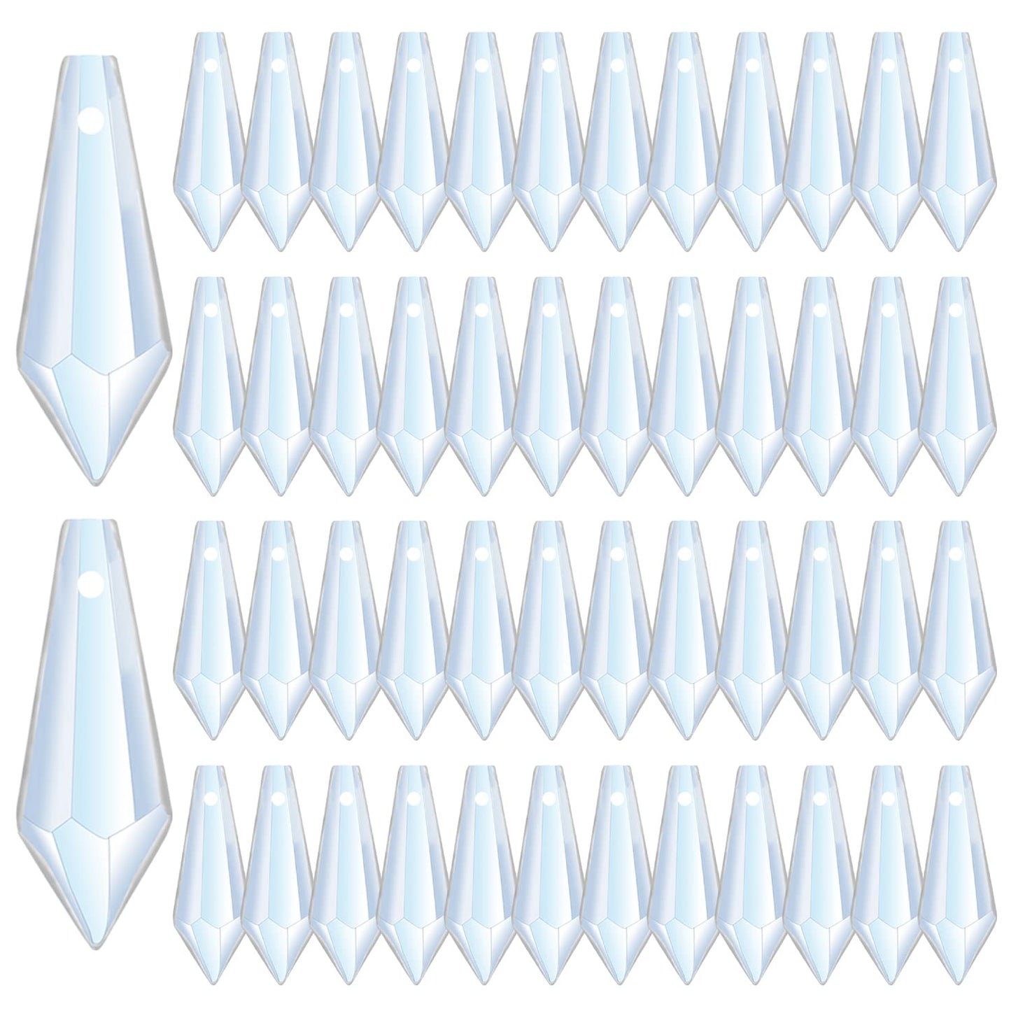 H&D 50pcs 38mm Crystal Icicle Pendant Chandelier Prisms Drops Lamp Candle Holders Curtain DIY Parts(Clear)