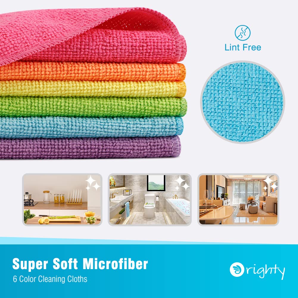 Orighty Microfiber Cleaning Cloth Pack of 12, Microfiber Towels for Cars, Highly Absorbent Car Cleaning Supplies, Lint Free Cloths Clean Rags for Car Care, House, Kitchen, 12x12 inch