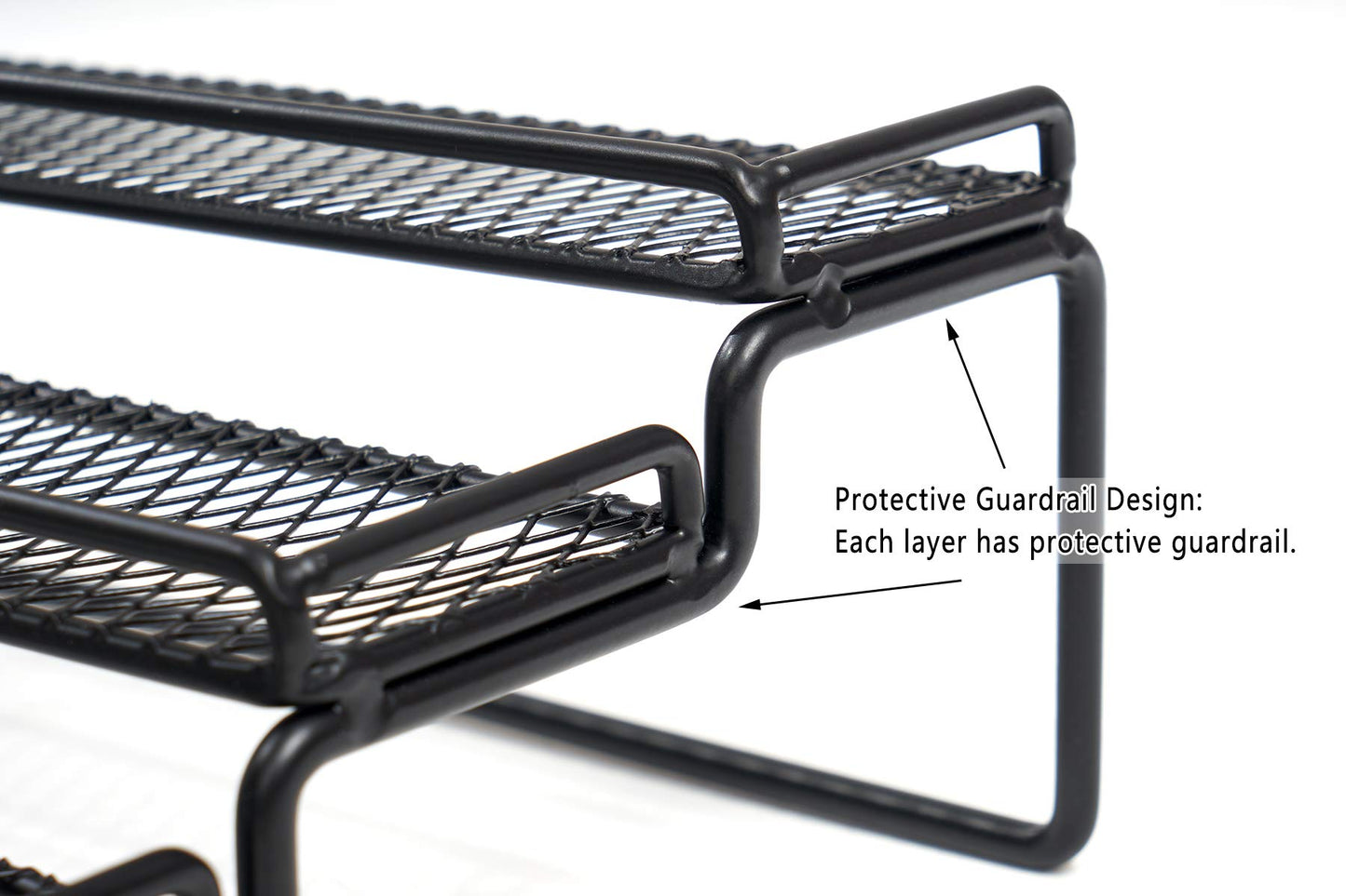 MEIQIHOME 4 Tier Expandable Spice Rack Organizer (11.4 to 22.8 Inch) Step Shelf Spice Storage Holder, for Kitchen Cabinet Countertop Cupboard Pantry, Metal, Black