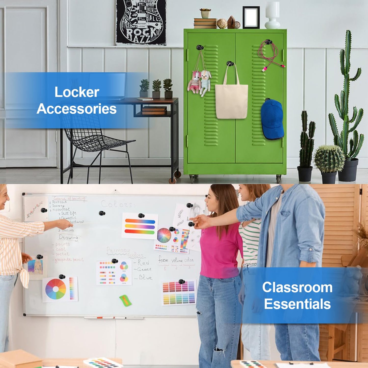 LOVIMAG 12Pcs Black Fridge Magnets, Small and Strong Magnets for Whiteboard, Office, Classroom, Map, Kitchen