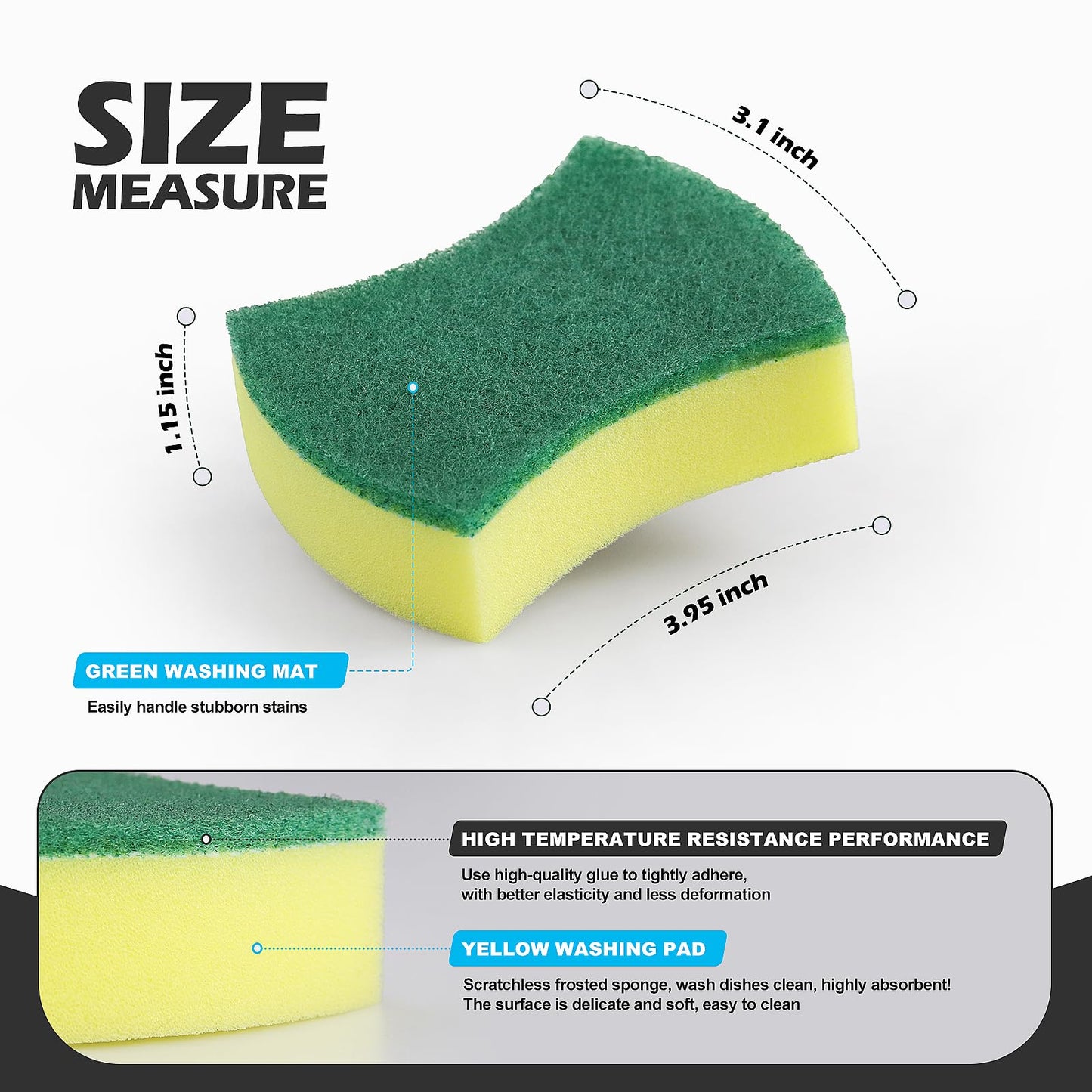 Kitchen Cleaning Sponges,24 Pack Eco Non-Scratch for Dish,Scrub Sponges