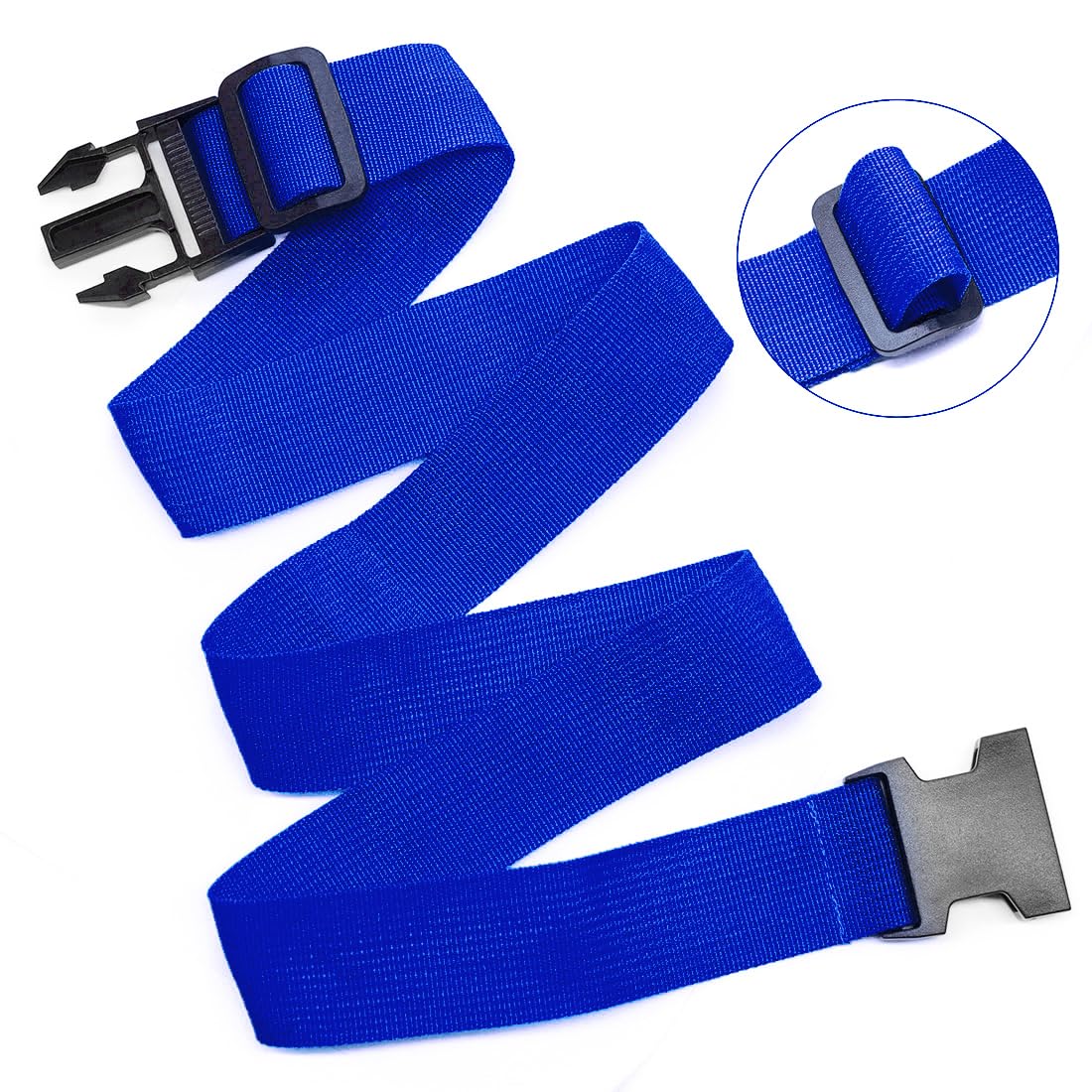 2Pack Luggag Straps for Carry On Bag, Adjustable Suitcase Belt Add Bag Travel Attachment Accessories for Connect Your 3 Luggages, Blue