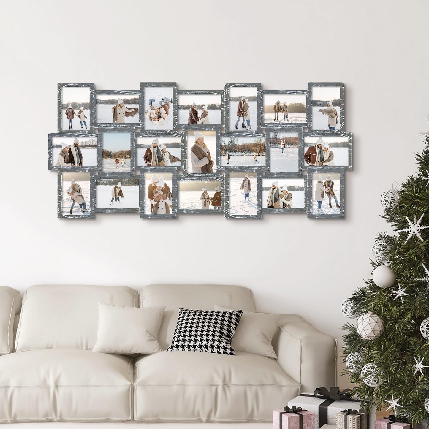 J.M.Deco Collage Picture Frames for Wall Decor, 21-Opening Reunion Family Friends Picture Frame Set, Photo Frames for Living Room Bedroom, Gallery Puzzle Collage Wall Hanging for 4x6, Mother's Day Gift, Ashes