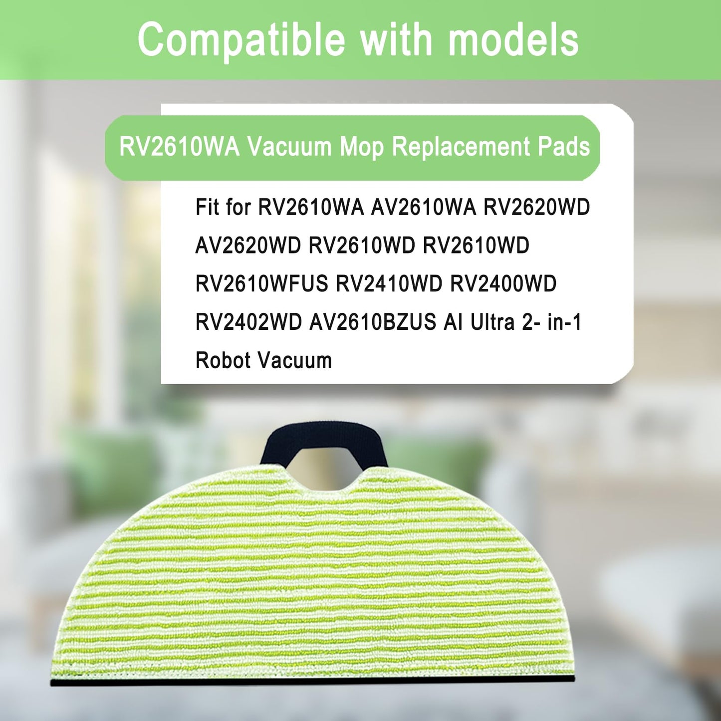 8 Pack RV2610WA Vacuum Mop Replacement Pads for Shark RV2610WA AV2610WA RV2620WD AV2620WD RV2610WD RV2610WD RV2610WFUS RV2410WD AI Ultra 2- in-1 Robot Vacuum Cleaner