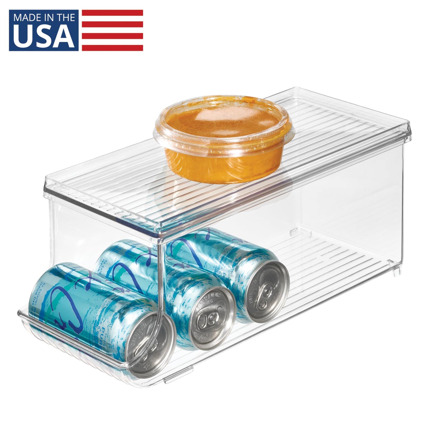 iDesign Soda Can Organizer with Lid for Pantry or Refrigerator - Clear - Made in USA