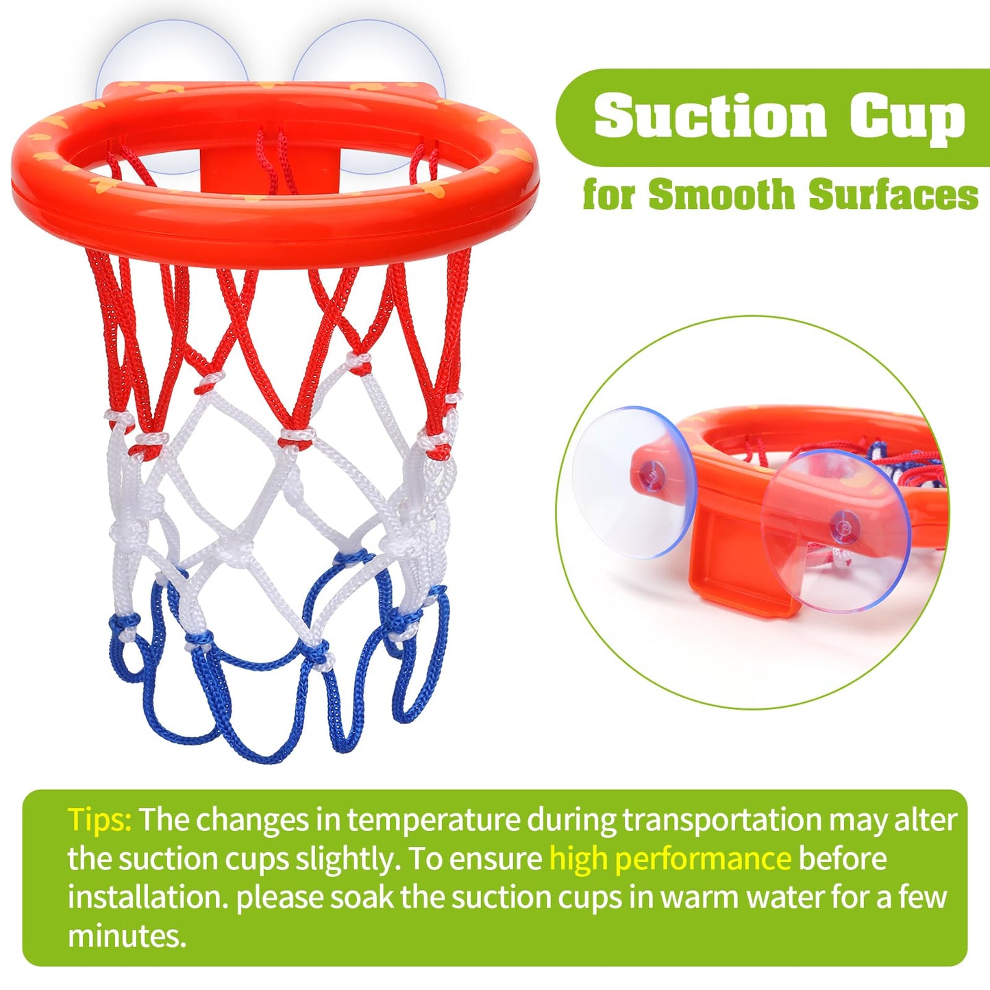 KSABVAIA Bath Toys - Bathtub Basketball Hoop for Kids Toddlers - Bath Toys Shower Toys for Kids Ages 4-8,Suction Cup Basketball Hoop & 3 No Hole Balls Set for Boys Girls