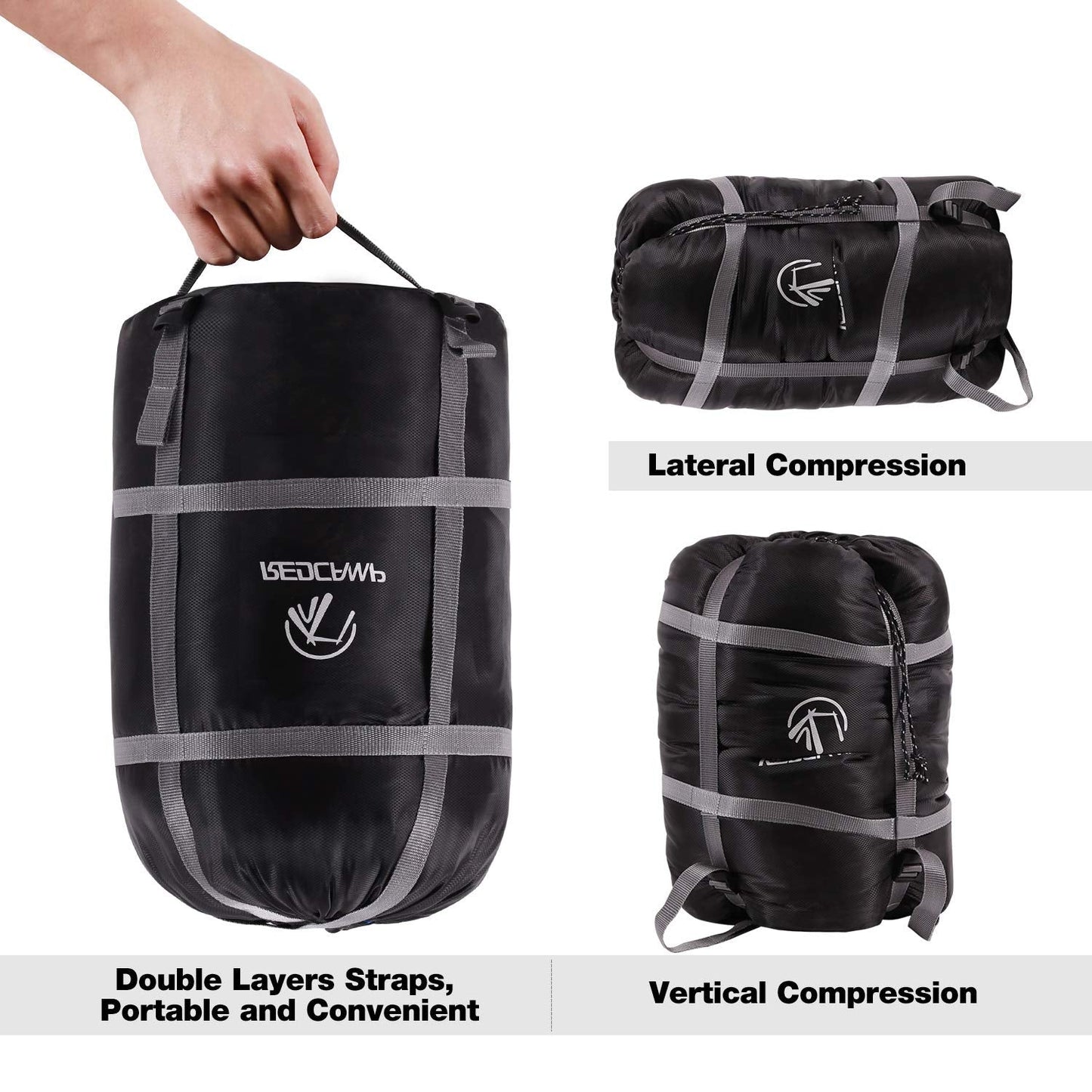 REDCAMP Sleeping Bag Stuff Sack, Compression Sack, Great for Backpacking and Camping Black Heavy Duty XXL