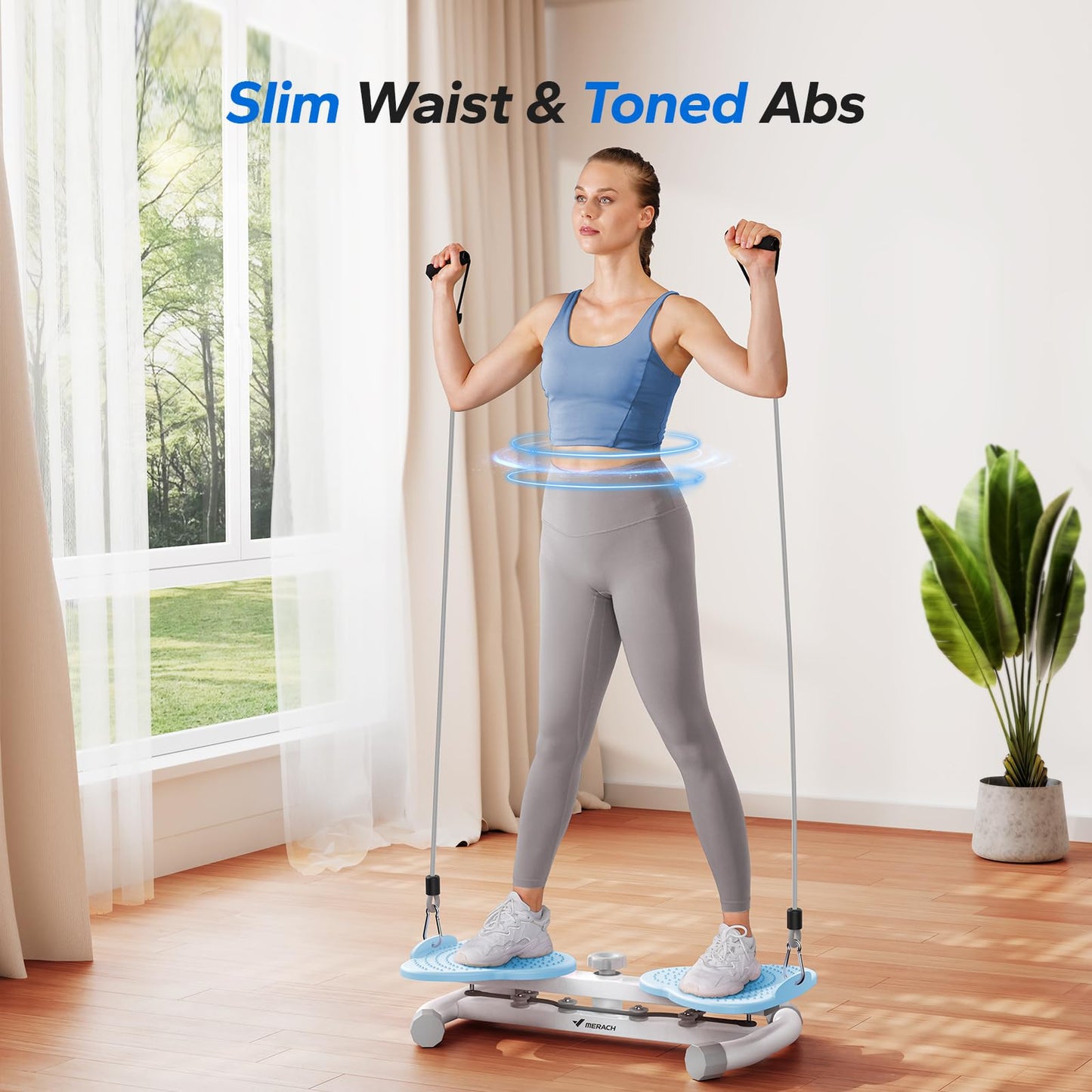 MERACH Waist Twister, Ab Machine with 300 lbs Weight Capacity, Abs Workout for Slim Waist and Core Ab Exercise, Noiseless Home Gym Exercise Equipment for Women Men (Blue)